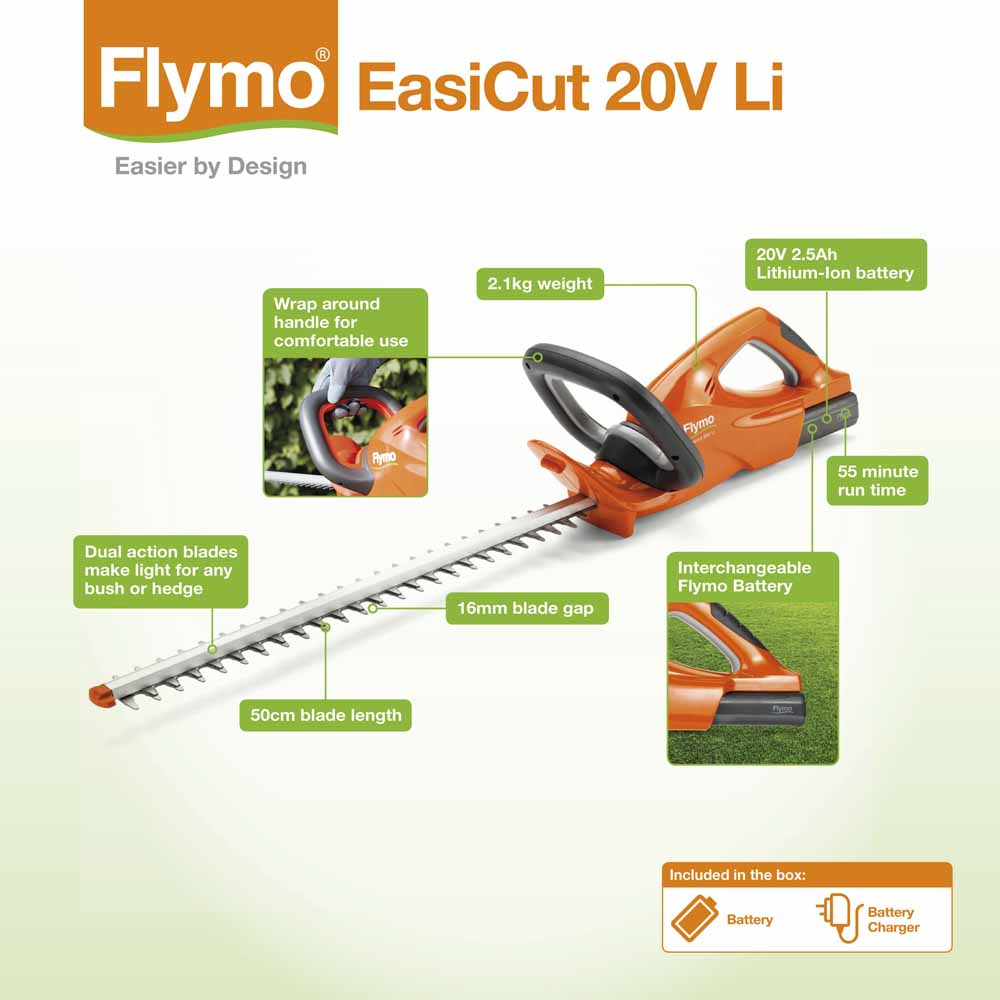 flymo easicut cordless hedge trimmer